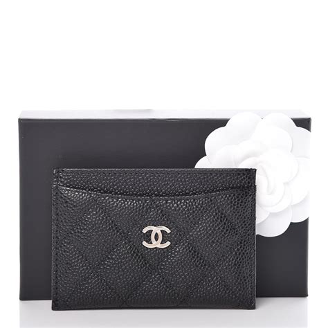 CHANEL Caviar Quilted Card Holder So Black .